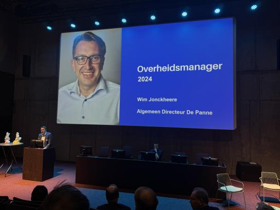 Wim Jonckheere tijdens z'n toespraak op de award-uitreiking